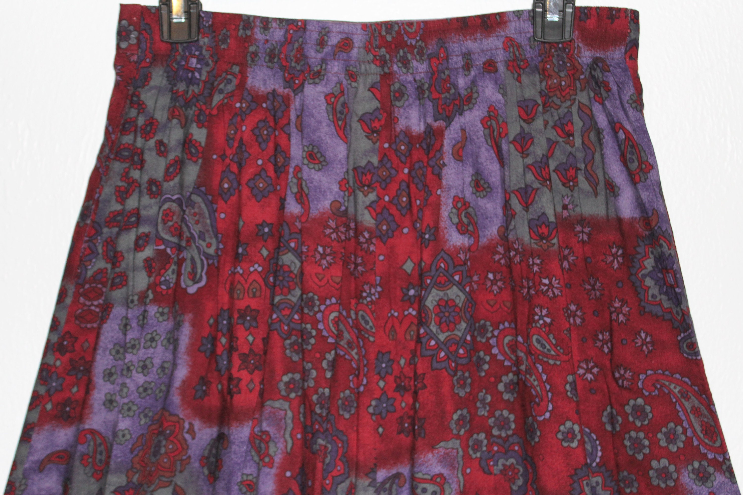 80s Vintage Sag Harbor Skirt Rayon A-Line Skirt Red & | Etsy