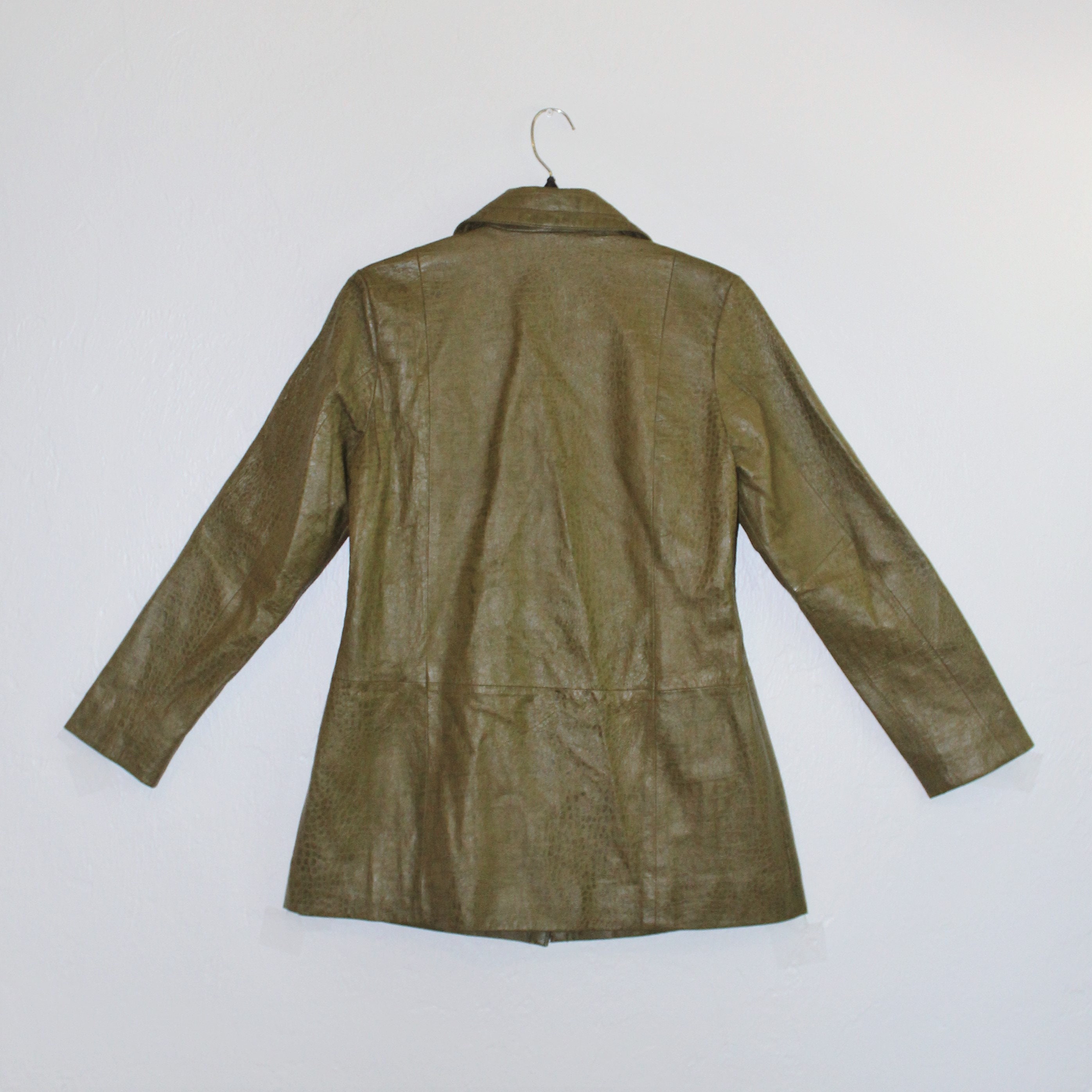 Vintage Chico's Green Leather Jacket Crocodile Green - Etsy
