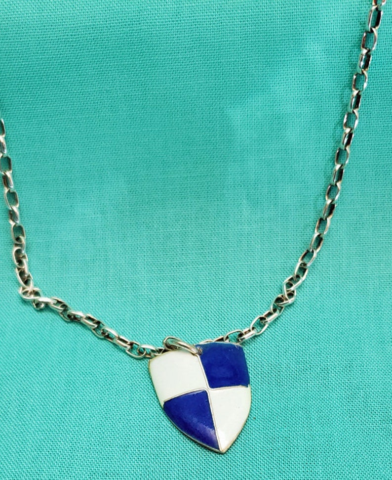 pendant necklace heavy chain silver necklace hand made toggle clasp mans necklace enamel on .999 fine silver necklace woman necklace