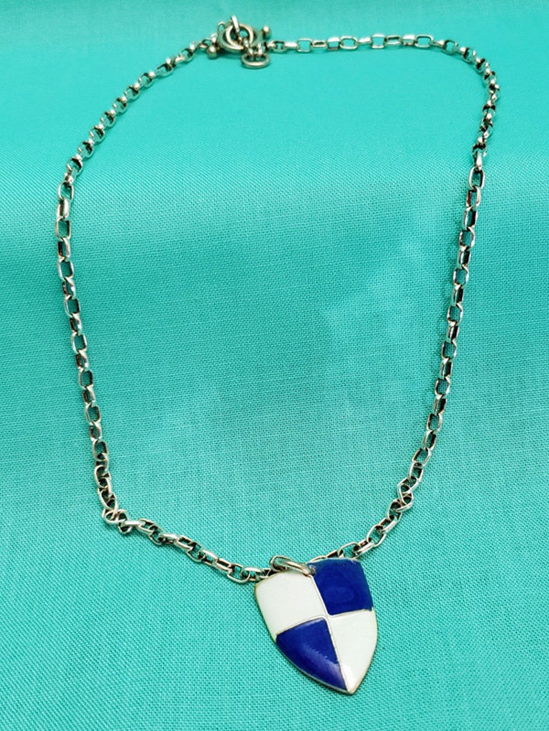 pendant necklace heavy chain silver necklace hand made toggle clasp mans necklace enamel on .999 fine silver necklace woman necklace