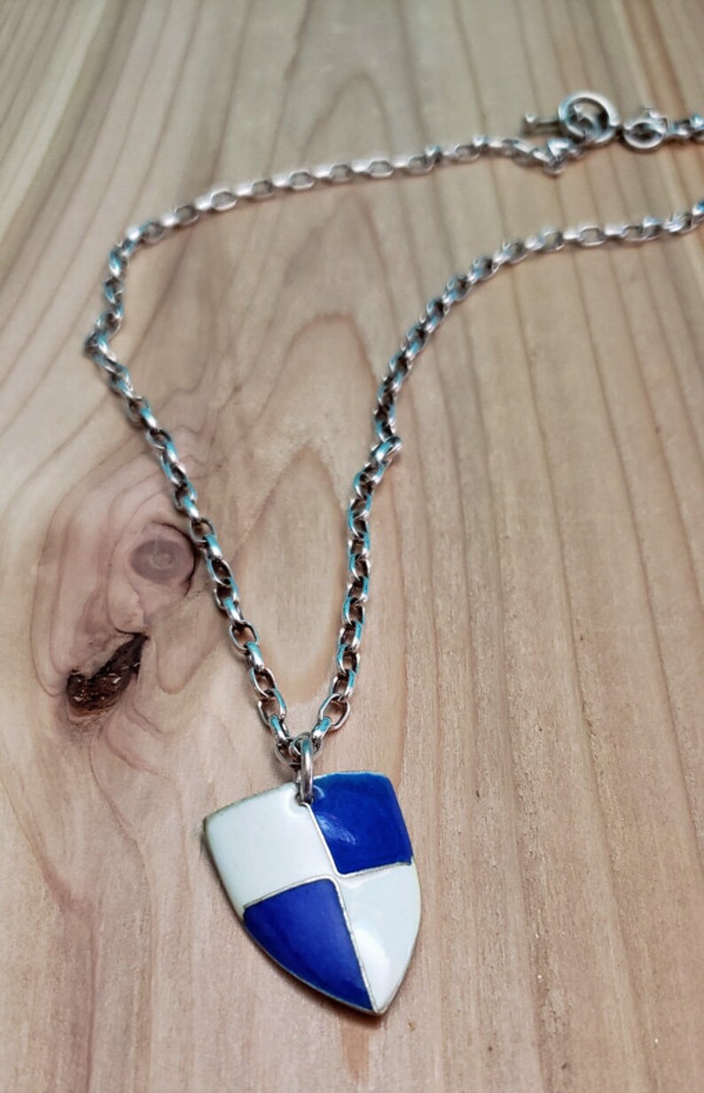 pendant necklace heavy chain silver necklace hand made toggle clasp mans necklace enamel on .999 fine silver necklace woman necklace