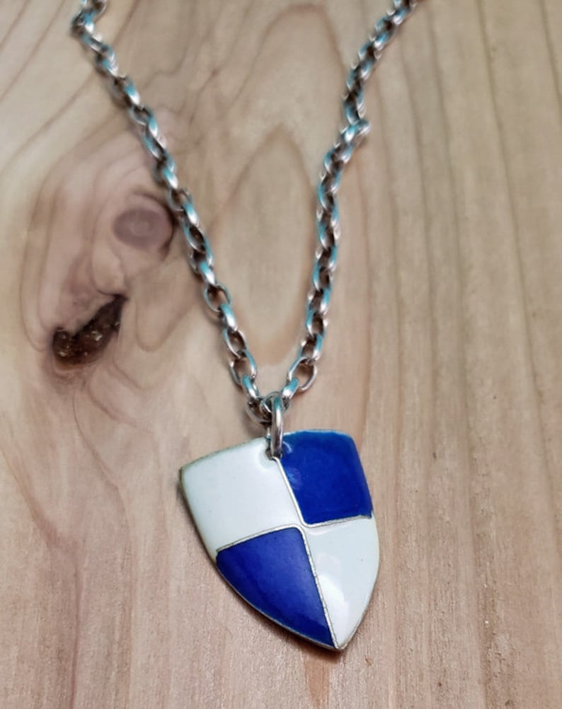 pendant necklace heavy chain silver necklace hand made toggle clasp mans necklace enamel on .999 fine silver necklace woman necklace