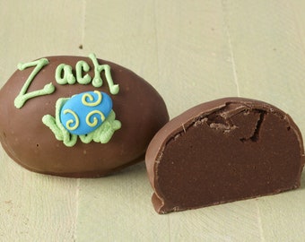 Personalized Chocolate Easter Egg - Chocolate Fudge Filled