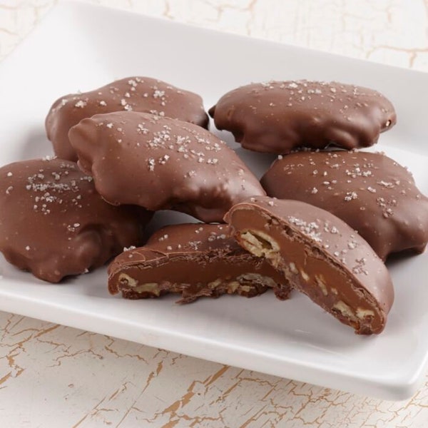 Chocolate Pecan Turtles with Sea Salt