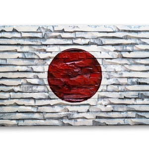 Japan Rustic Carved Wooden Flag