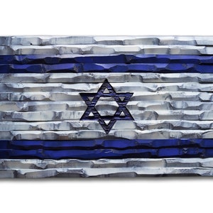 Israel carved wood flag 38x23