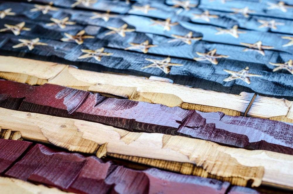The Legacy Flag, Wood American Flag, Distressed Flag, Rustic American Flag, Patriotic Gift, Primitive Americana with Hand Carved Stars 59x32