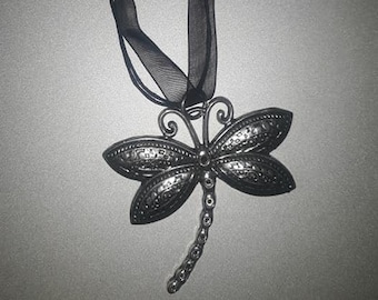 Dragonfly Pendant on a ribbon Necklace