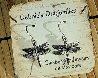 Small Dragonfly Earrings w/ Silver plated Ear Wires