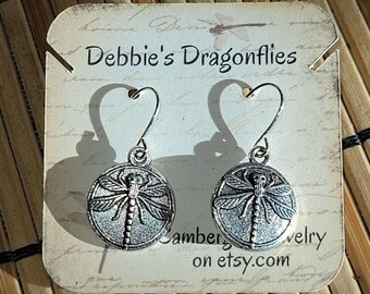 Double Sided Dragonfly Coin Earrings w/ Stainless Steel Ear Wires