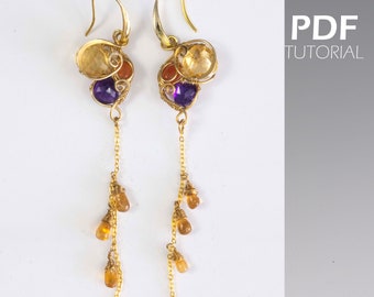 Trio Birthstones Earrings. Wire Wrap TUTORIAL