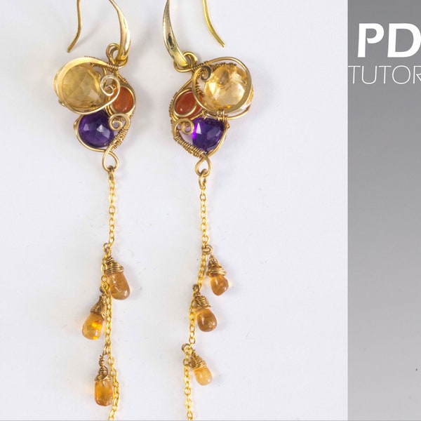 Trio Birthstones Earrings. Wire Wrap TUTORIAL