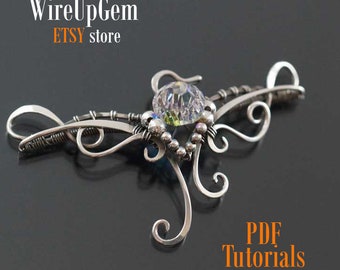 PDF tutorial, wire wrap tutorial bracelet, necklace, brooch. Versatile element wire wrap, step-by-step tutorial.