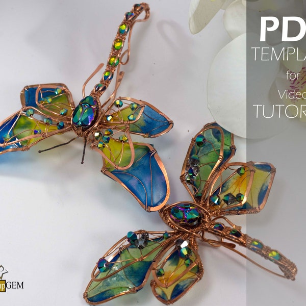 Dragonfly brooch TEMPLATE for VIDEO TUTORIAL.