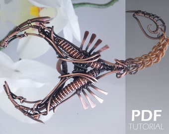 Wire wrapped Scorpion pendant, PDF step-by-step wire wrapped jewelry tutorial