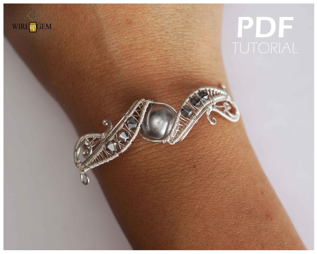 Wire Wrap Bracelet Tutorial: DIY Swarovski Pearl Beaded Jewelry (PDF ...