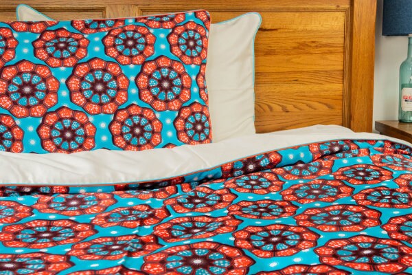 African Print Single Duvet Set avec Bord Canalisé Contrastant, Literie à Imprimé Africain, Housse de