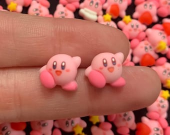 Handmade Kirby Stud Earrings: Sterling Silver Posts, Kawaii Nintendo Jewelry