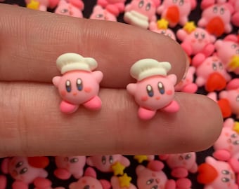 Chef Kirby Stud Earrings: Handmade Kawaii Nintendo Jewelry