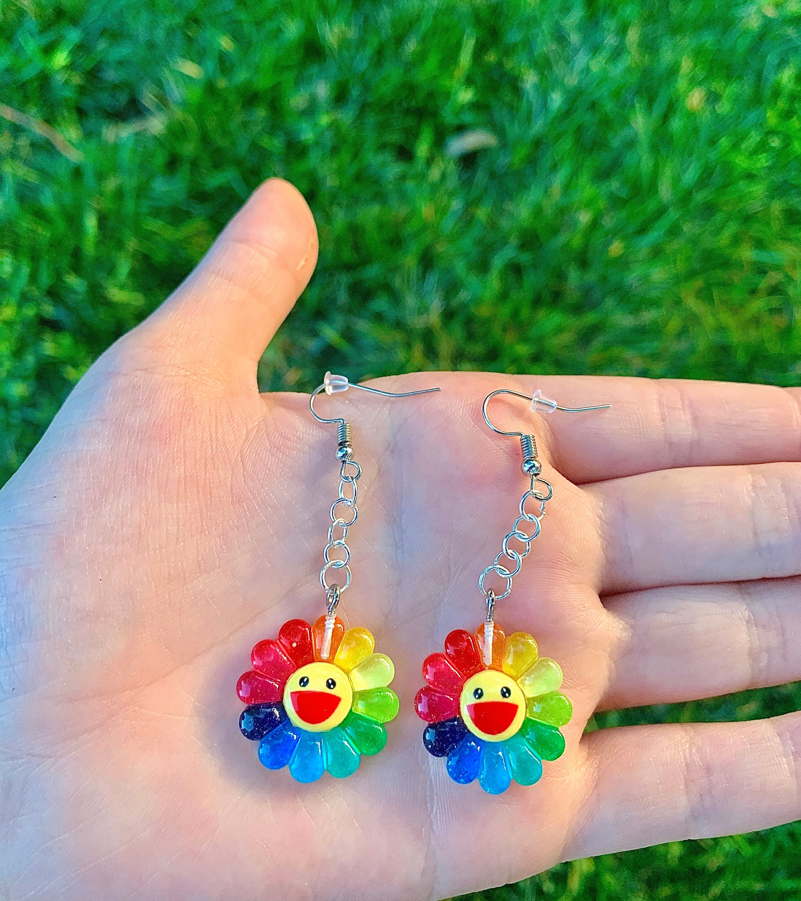 Rainbow Smiling Flower Hypoallergenic Earring Jewelry Nickel and lead…