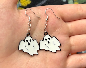 Geist Ohrringe: Sterling Silber Ohrhaken, gruseliger Halloween Schmuck