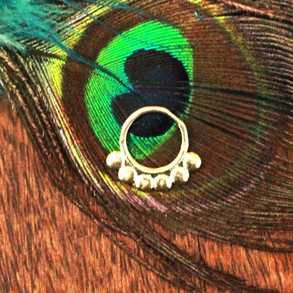 Pierced Septum Ring, Nose Ring, Septum, Pierced Brass Septum Ring, Brass Septum Ring, Tribal Style Septum Ring, Brass Indian Nose Ring