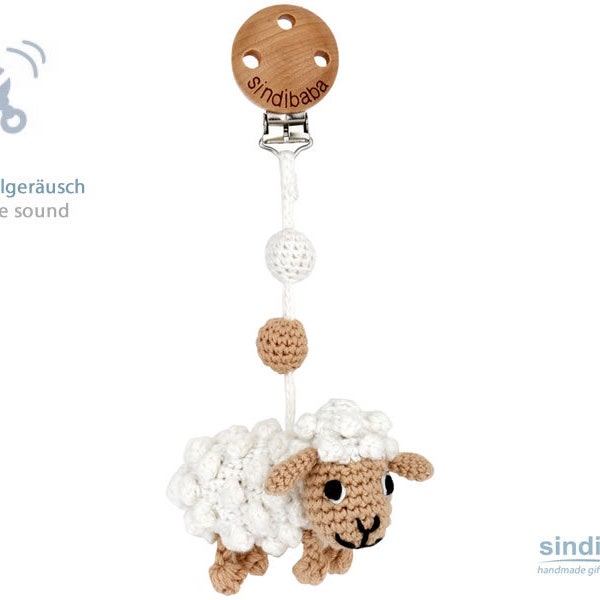Crochet-pendentif Landau avec mouton (blanc)