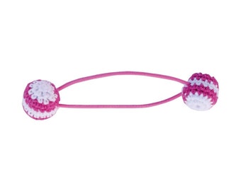 Cheveux élastique avec des perles au crochet (rose)