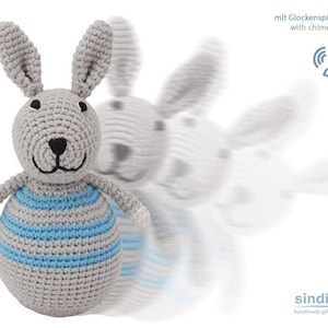 Crochet stand-up bunny with chimes blue image 1