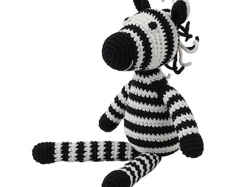 Crochet organic Zebra STRIPEY w/ Rattle