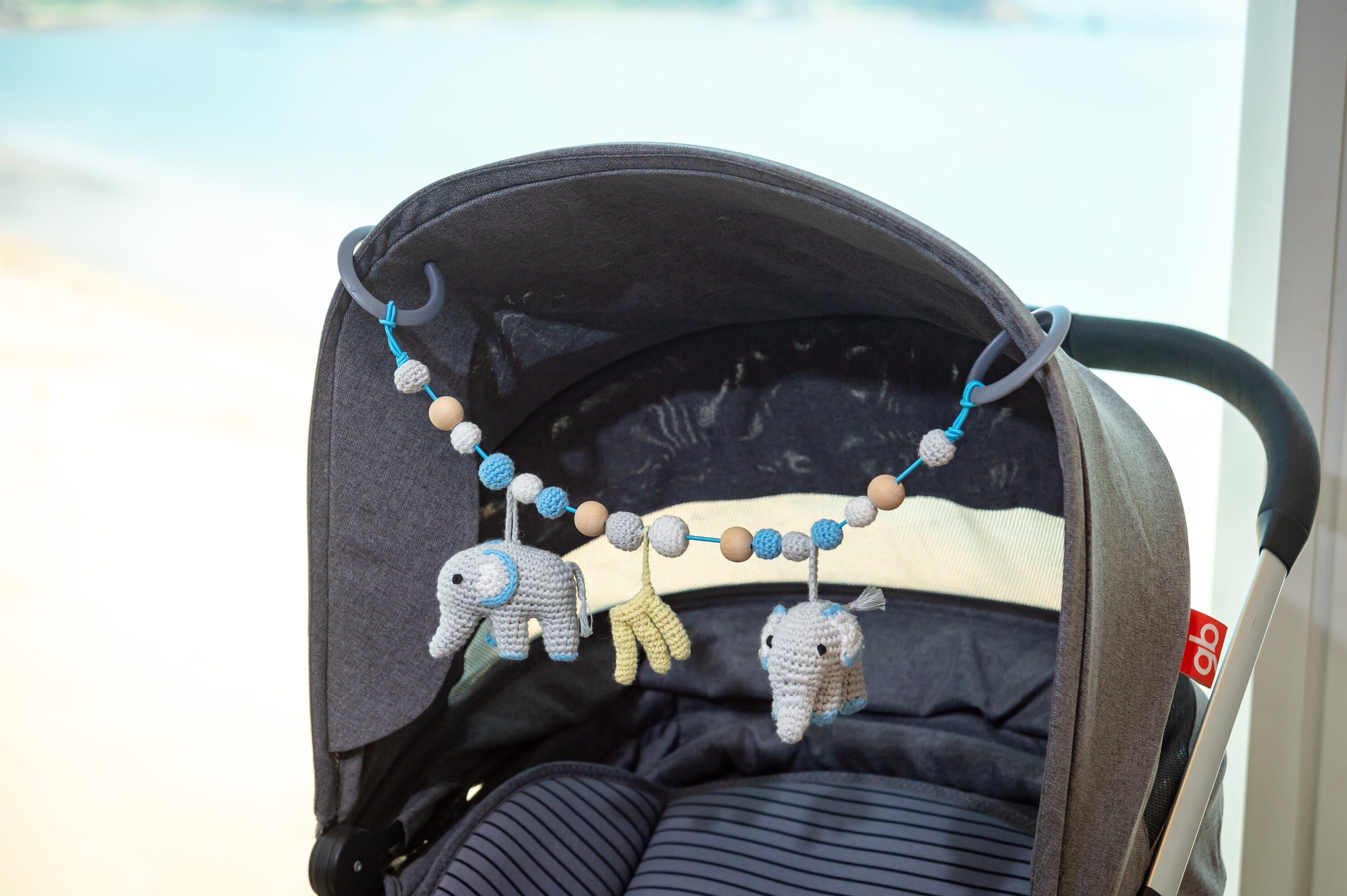 Kinderwagenkette Für Babys – Aus Holz Und Baumwolle Gehäkelt, 48 Cm Lang, Mit Holzclips Ab 0+ Monaten