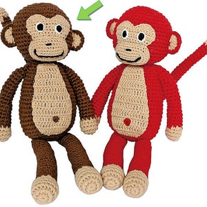 Crochet animal, monkey, CHARLIE, stuffed toy with rattle in brown-beige image 3