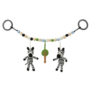 Crochet organic Zebra STRIPEY stroller chain and tree