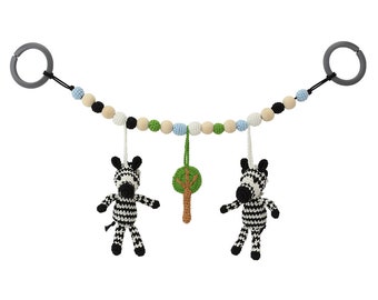 Crochet organic Zebra STRIPEY stroller chain and tree