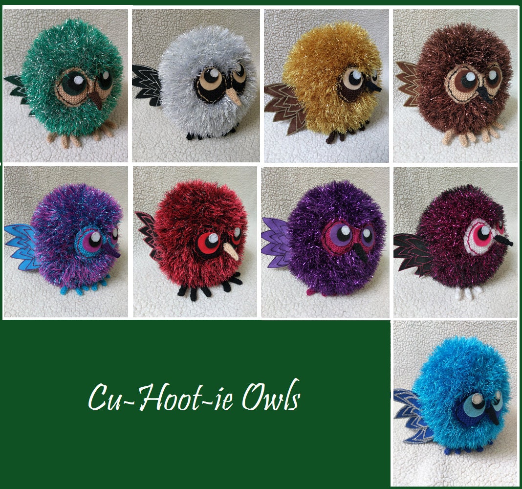 Cu-Hoot-ie Owls  (Large Kintted Owls with Wings and Tail Feathers)