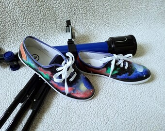 Hand geschilderd canvas schoenen ~ UK Maat 7 ~ Galaxy