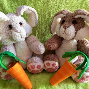 Knitted Rabbit Plush with Carrot Basket (Large)