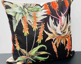 African Aloe Cushion Cover | Botanical Print Throw Pillow | Tropical Green Decor | Decorative Scatter Cushion