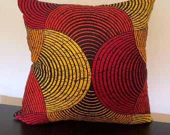 Kente Fabric Cushion Cover | African Geometric Throw Pillow | Handmade Tribal Print Decor | Decorative Scatter Cushion