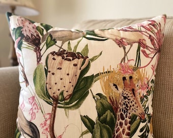 South African Protea Flower Velvet Cushion Cover | Handmade Botanical Throw Pillow | Luxury Sofa Cushion | South Africa Inspired Home Decor