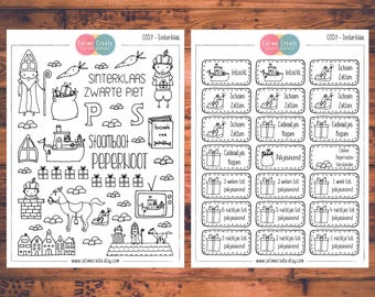 Sinterklaas Planner Stickers kit, Doodle Planner Stickers, Countdown (C057)