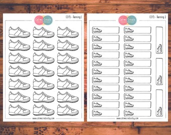 Running Planner Stickers, Doodle Planner Stickers, Walking, Exercise (C075)