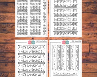 BUJO Weekend Banner Planner Stickers, Bullet Journal, Doodle Planner Stickers (B017)