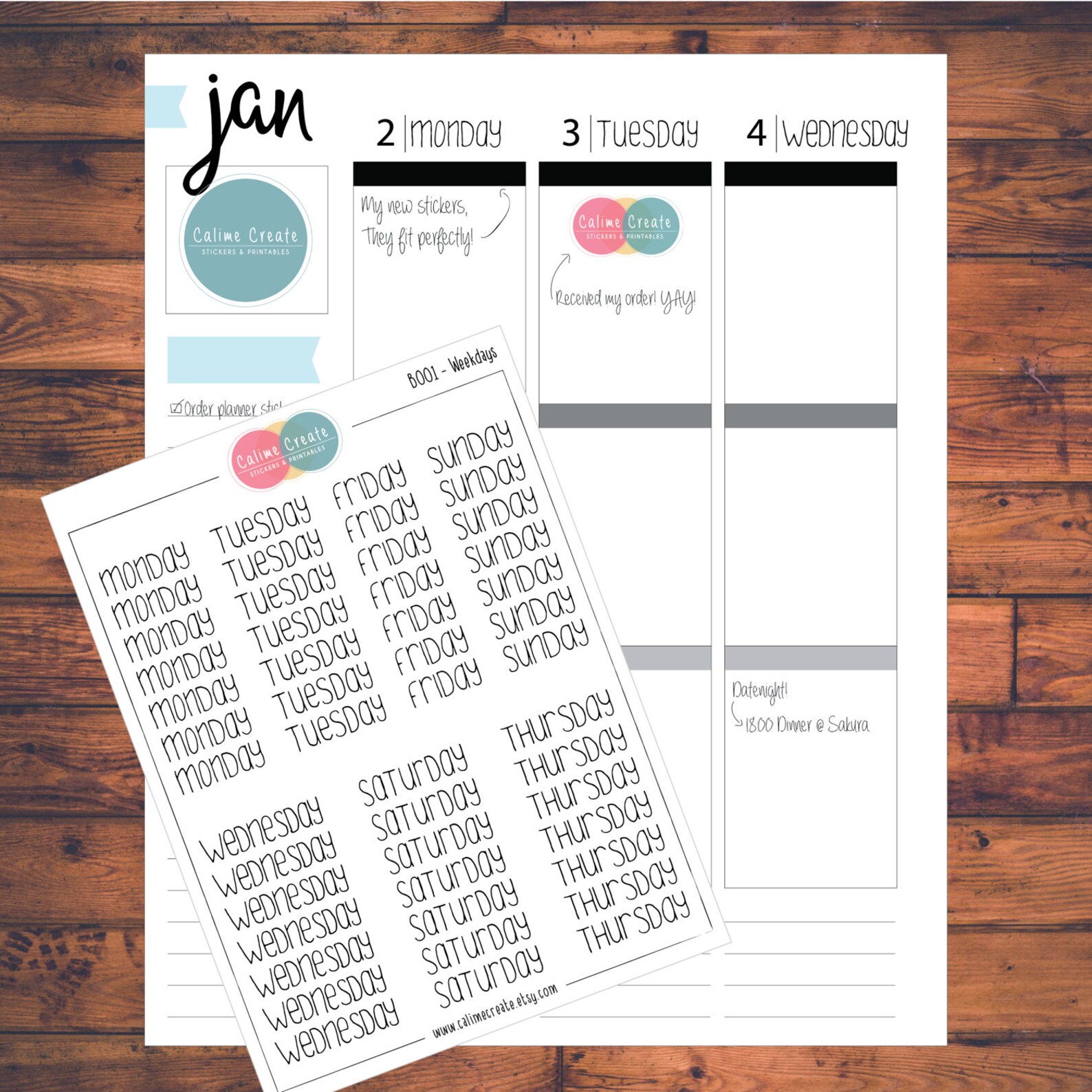 BUJO Weekday Planner Stickers Bullet Journal Doodle Planner - Etsy