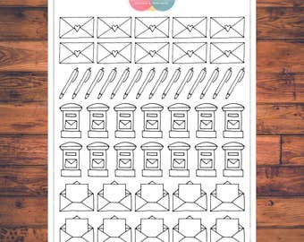 Postal Planner Stickers, Doodle Planner Stickers, Pen pals, Mailbox, Envelope Stickers, Mail Delivery, Happy Mail Stickers (C006)