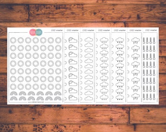 Weather Planner Stickers, Doodle Planner Stickers, Weather Tracker, Climate Stickers, Sun stickers, Rain Stickers, Cloud Stickers (C022)