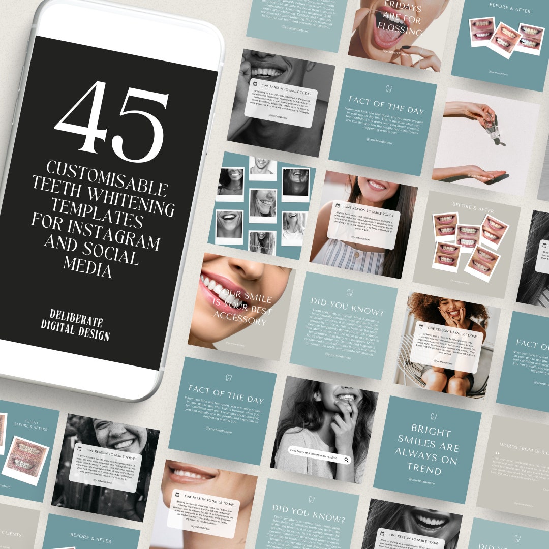 Teeth Whitening Tooth Whitening Instagram Canva Template Etsy