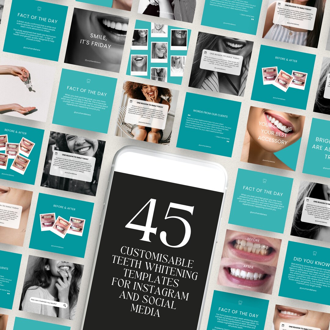 Teeth Whitening Instagram Post Templates Editable Teeth Etsy