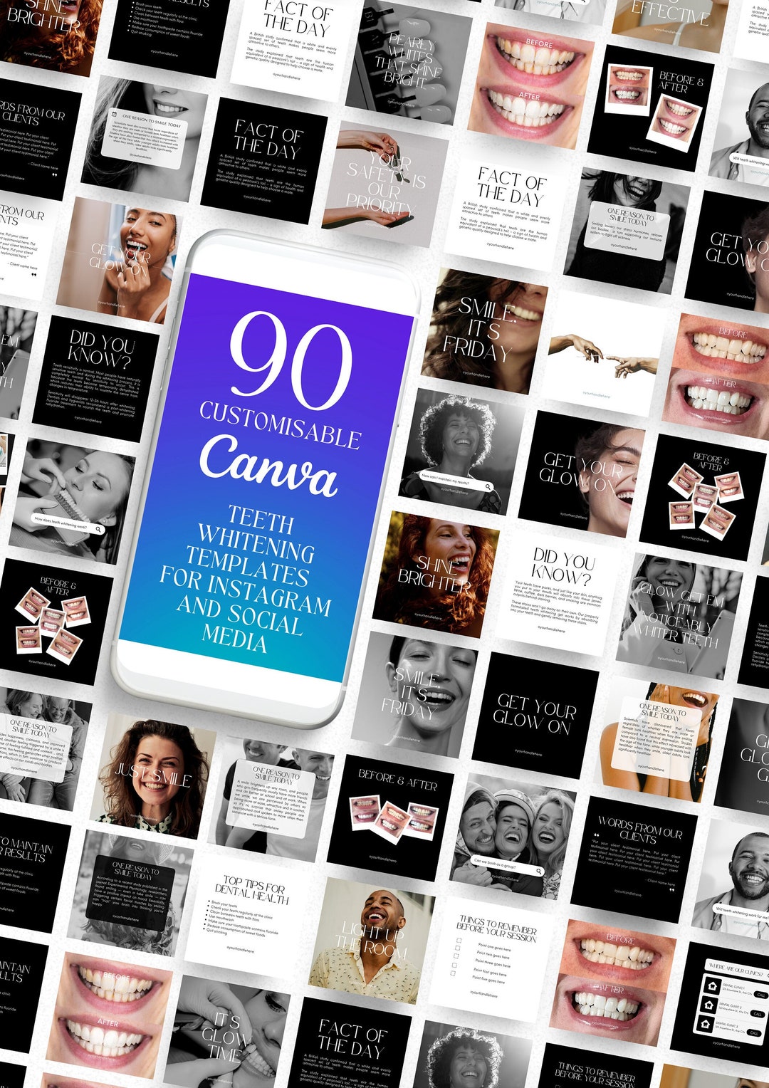 Teeth Whitening Instagram Canva Template Instagram Teeth Etsy