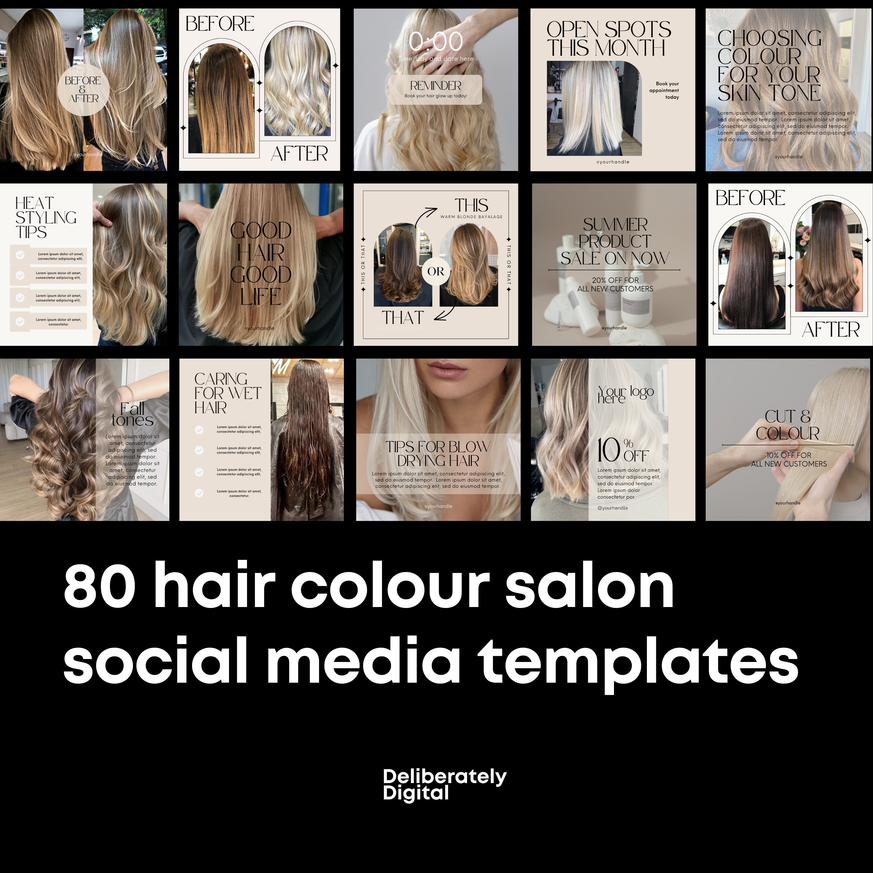 Hair Salon Templates, Hair Stylist Canva Templates, Hair Social Media ...